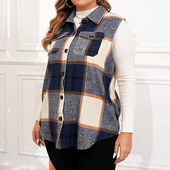 Zomva Jackets & Blazers - 🍂 NWT Plaid Flannel Longline Vest Shacket Plus Size (Fits like 2XL) 🍂